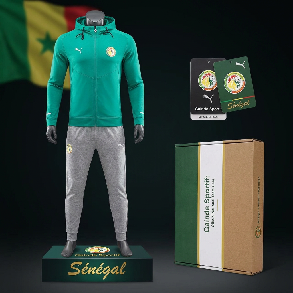 Survêtement complet Sénégal – veste turquoise et pantalon gris